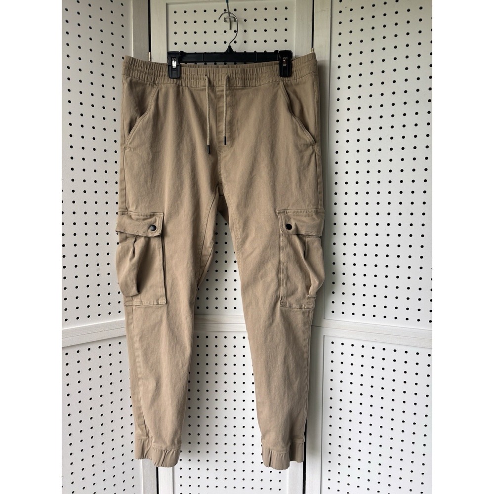 Silver Jeans Men's LG Beige‎ Jogger Pull On Chino Pants Cargo Pocket Casual